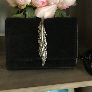 Zara Black Faux Suede with Silver Leaf Detail